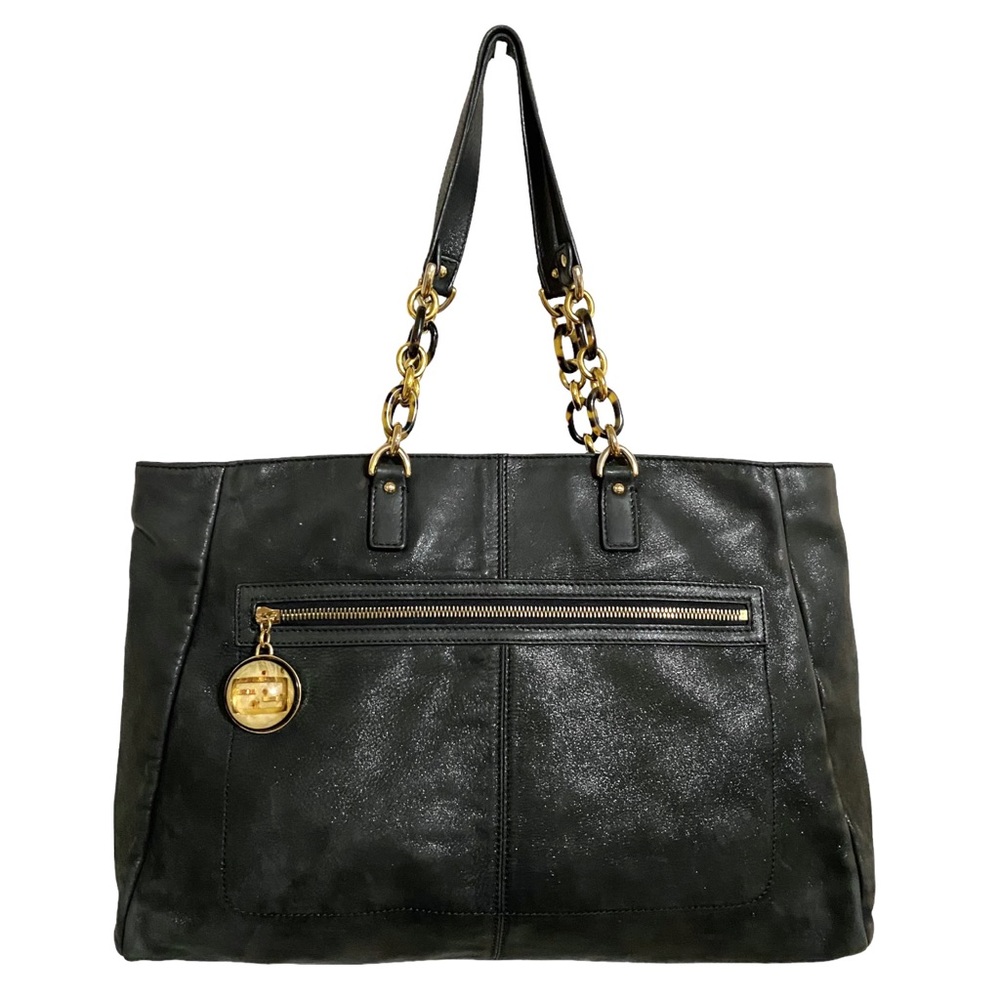 Fendi Black Shimmer Lame Chain Strap Tote Bag